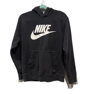 Nike Sportswear Club Sweatshirt Fleece Hooded Black Pullover Relaxed Men Small